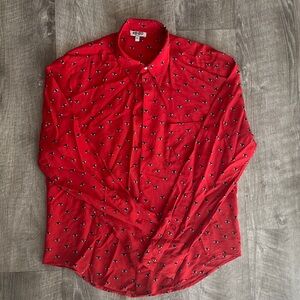Kenzo Eyes Silk red button down sz 40